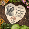 Custom Photo Pencil Sketch I Crossed The Rainbow Bridge Knowing I Was Loved - Personalized Heart Memorial Garden Stone
