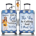 Custom Photo Just A Girl Boy Who Loves Traveling - Birthday Gift For Him, Her, Family, Trippin', Vacation Lovers - Personalized Luggage Cover