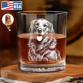 Custom Photo Pencil Drawing Dog Cat Portrait - Personalized Engraved Whiskey Glass