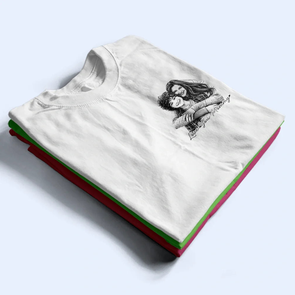 Father's Day Gifts, Custom Photo Pencil Sketch Best Dad Grandpa Ever Family Portrait - Personalized T Shirt