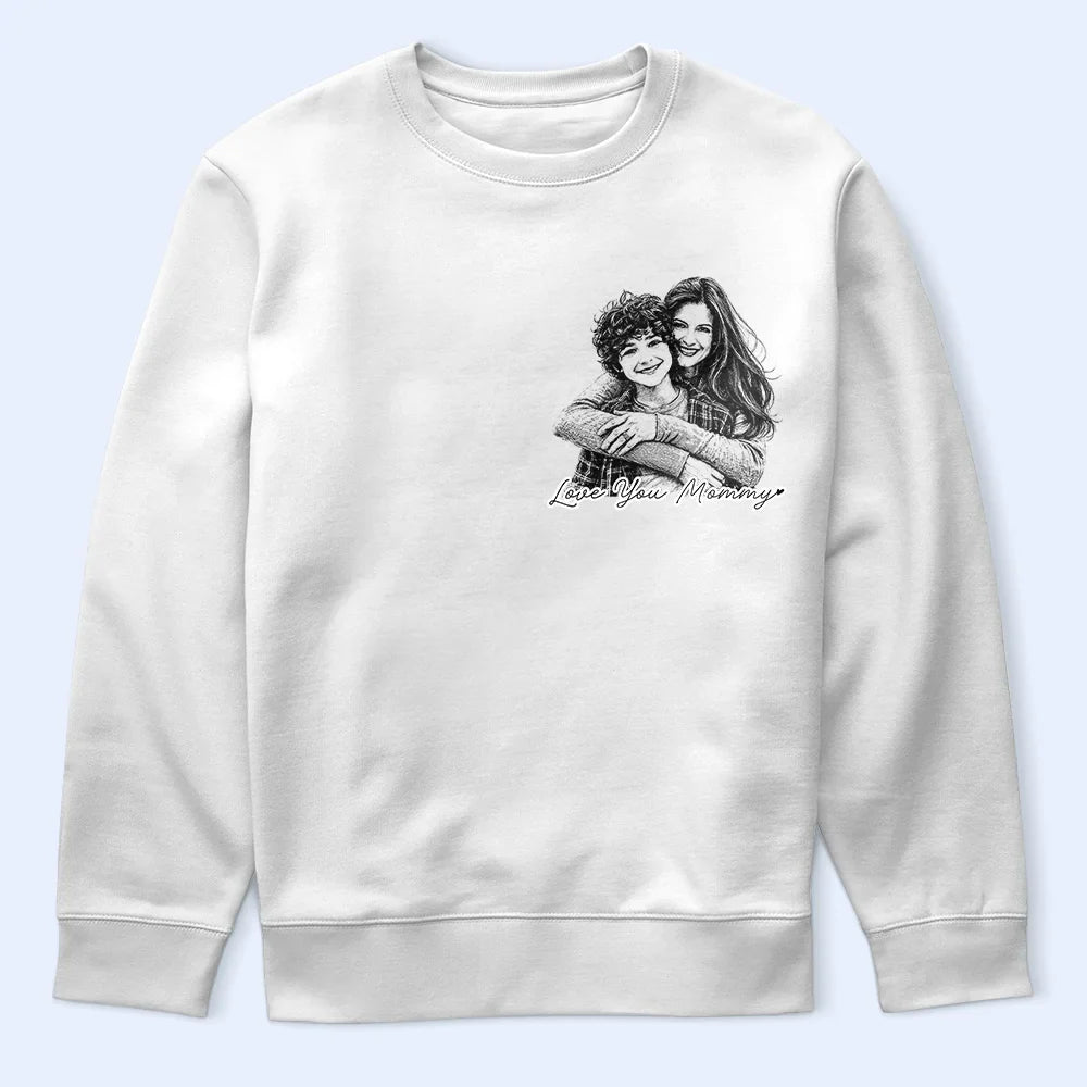 Father's Day Gifts, Custom Photo Pencil Sketch Best Dad Grandpa Ever Family Portrait - Personalized T Shirt