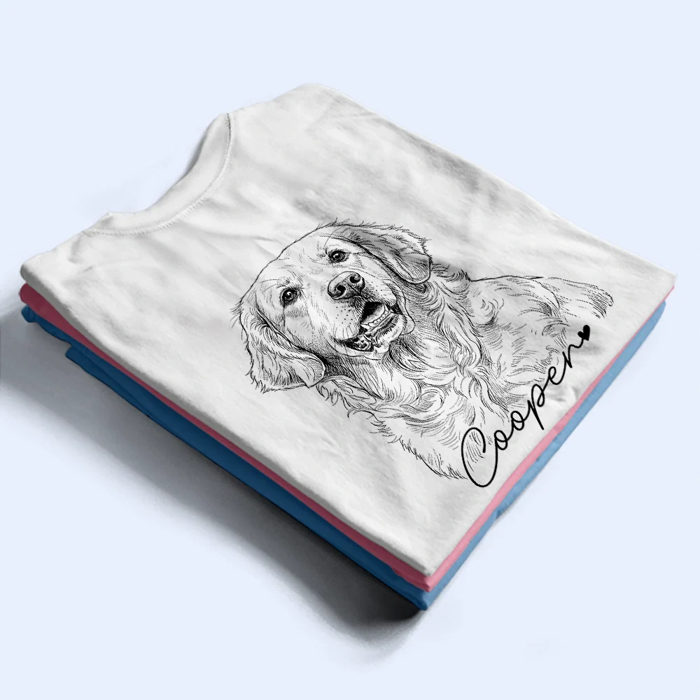 Custom Photo Pencil Sketch Pet Dad Lovely Portrait - Personalized T Shirt