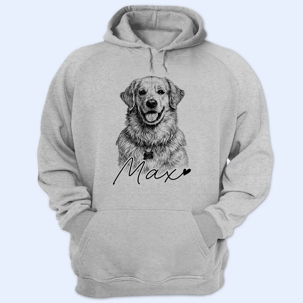 Custom Photo Pencil Sketch Family Besties Dog Cat Portrait - Personalized T Shirt