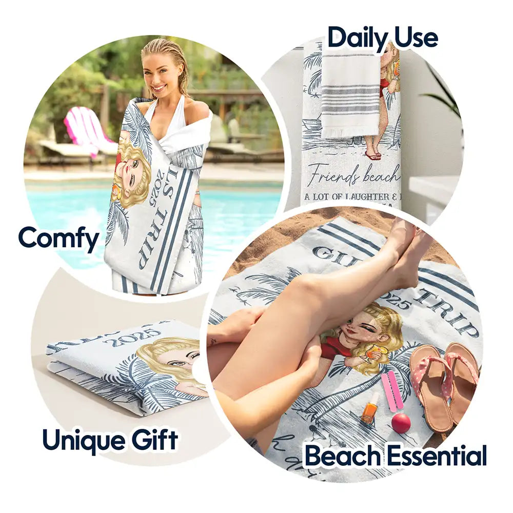 Girls Trip Lot Of Laughter & Memories - Personalized Beach Towel