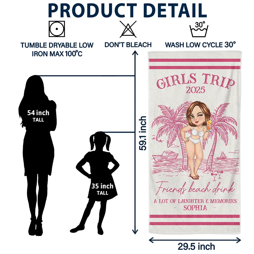 Girls Trip Lot Of Laughter & Memories - Personalized Beach Towel