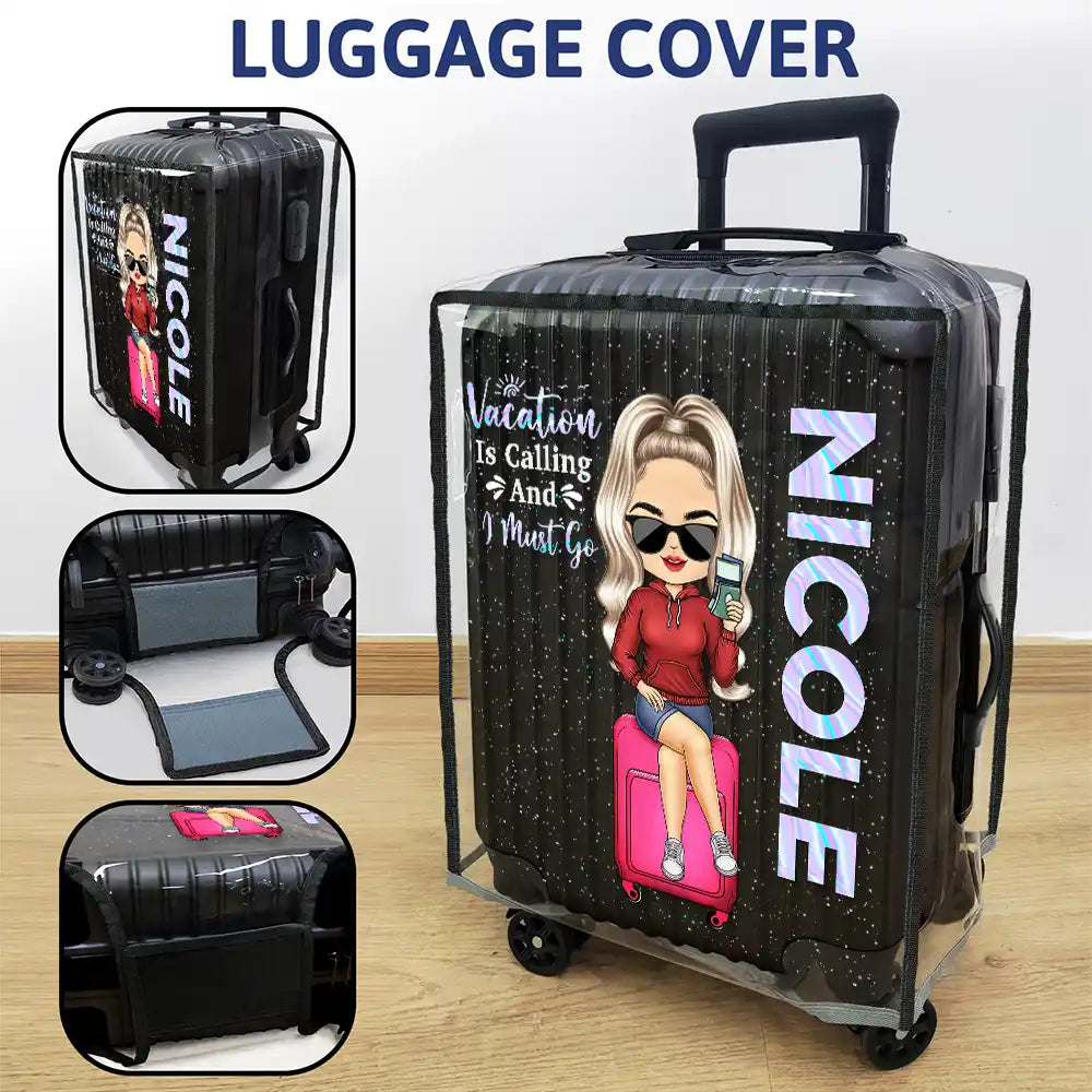 Travel A Girl Boy Who Loves Traveling Clear Hologram Background - Personalized Clear Luggage Cover