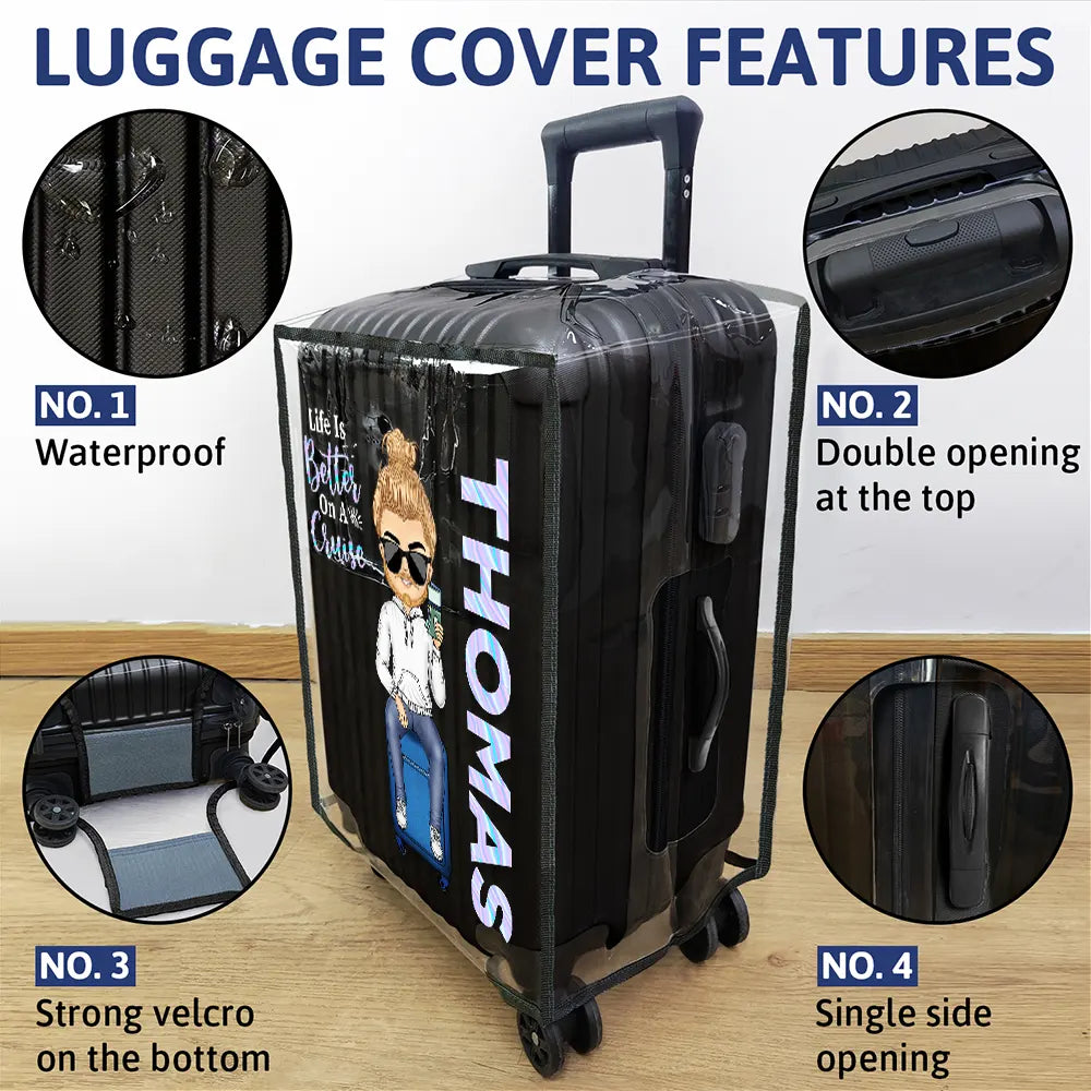 Travel A Girl Boy Who Loves Traveling Clear Hologram Background - Personalized Clear Luggage Cover
