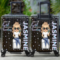 Travel A Girl Boy Who Loves Traveling Clear Hologram Background - Personalized Clear Luggage Cover