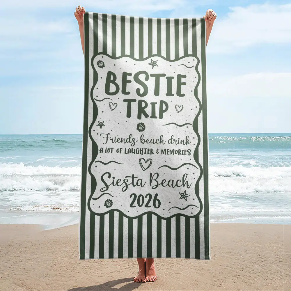 Girls Trip Family Trip On Vacation - Personalized Beach Towel