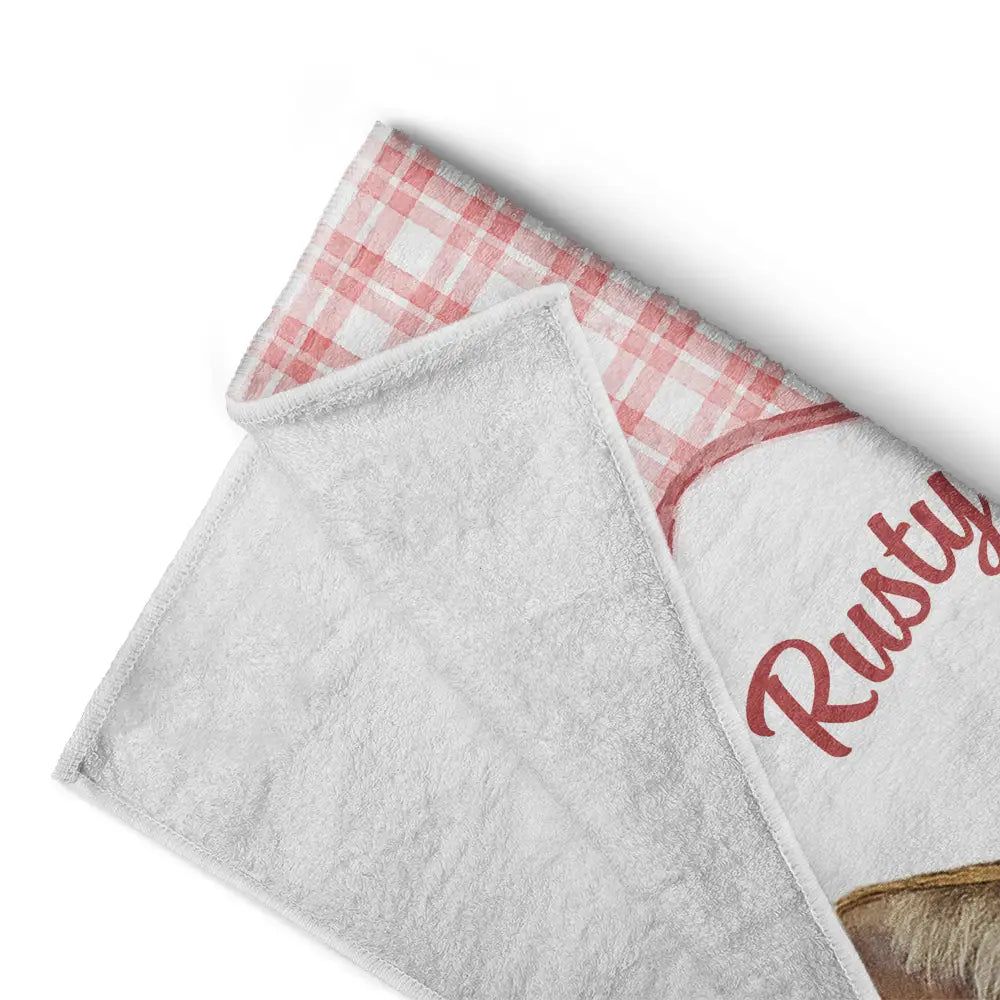 Custom Photo Realistic Watercolor Art Watercolor Dog Cat Pet Portrait Vintage - Personalized Beach Towel