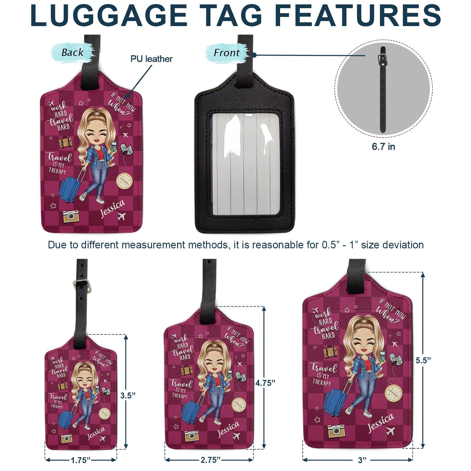 Travel Is My Therapy - Gift For Travelers, Travelling Lovers, Him, Her - Personalized Combo Luggage Cover And Luggage Tag