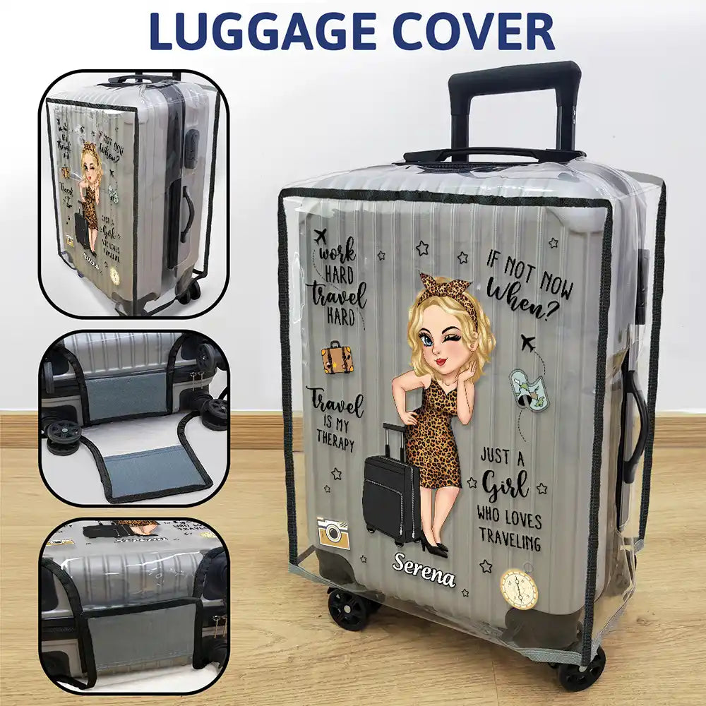 Turban Just A Girl Who Loves Traveling - Personalized Clear Luggage Cover
