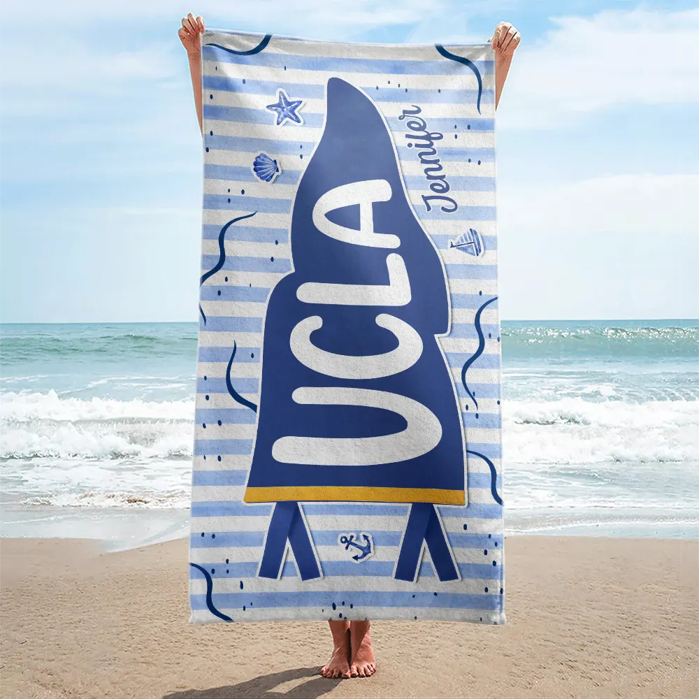 School Pennant Flag Summer Graduation - Personalized Beach Towel