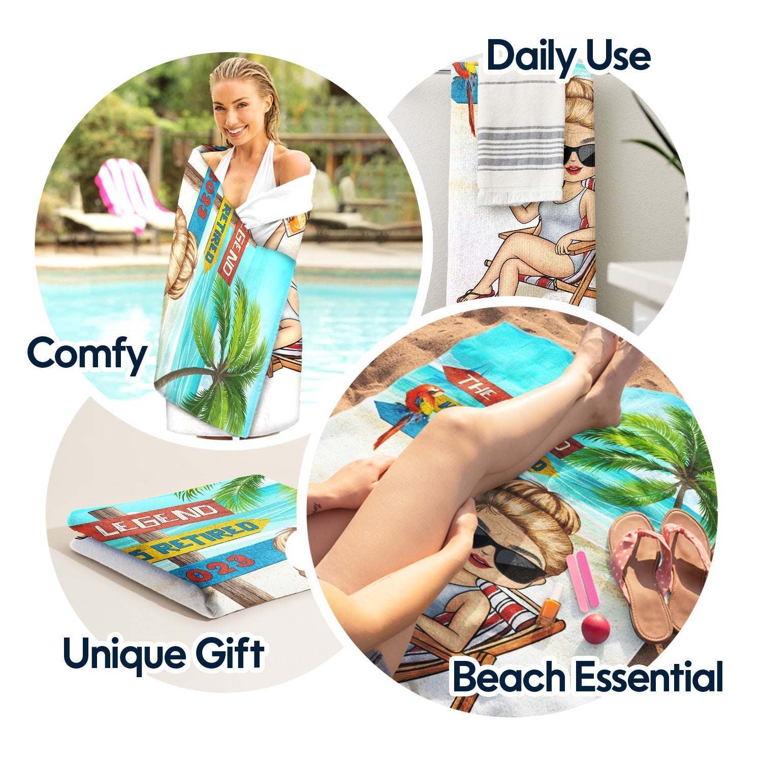 The Legend Has Retired - Retirement Gift For Dad And Grandpa - Personalized Beach Towel