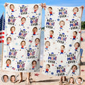 Custom Photo Stars & Stripes Best Dad Mom Grandpa Grandma Ever - Personalized Beach Towel