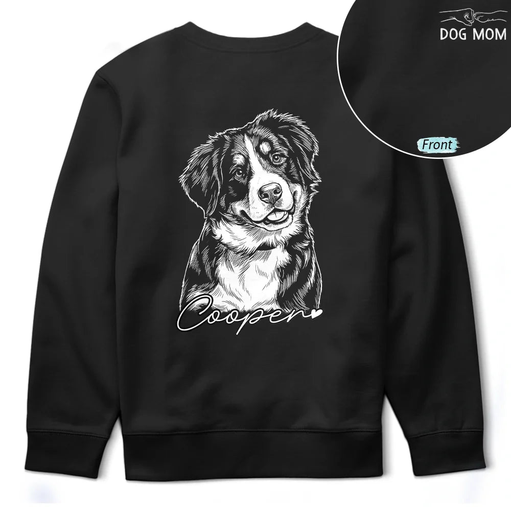 Custom Photo White Pencil Sketch Art Dog Dad Dog Mom Hand Punch - Personalized T Shirt